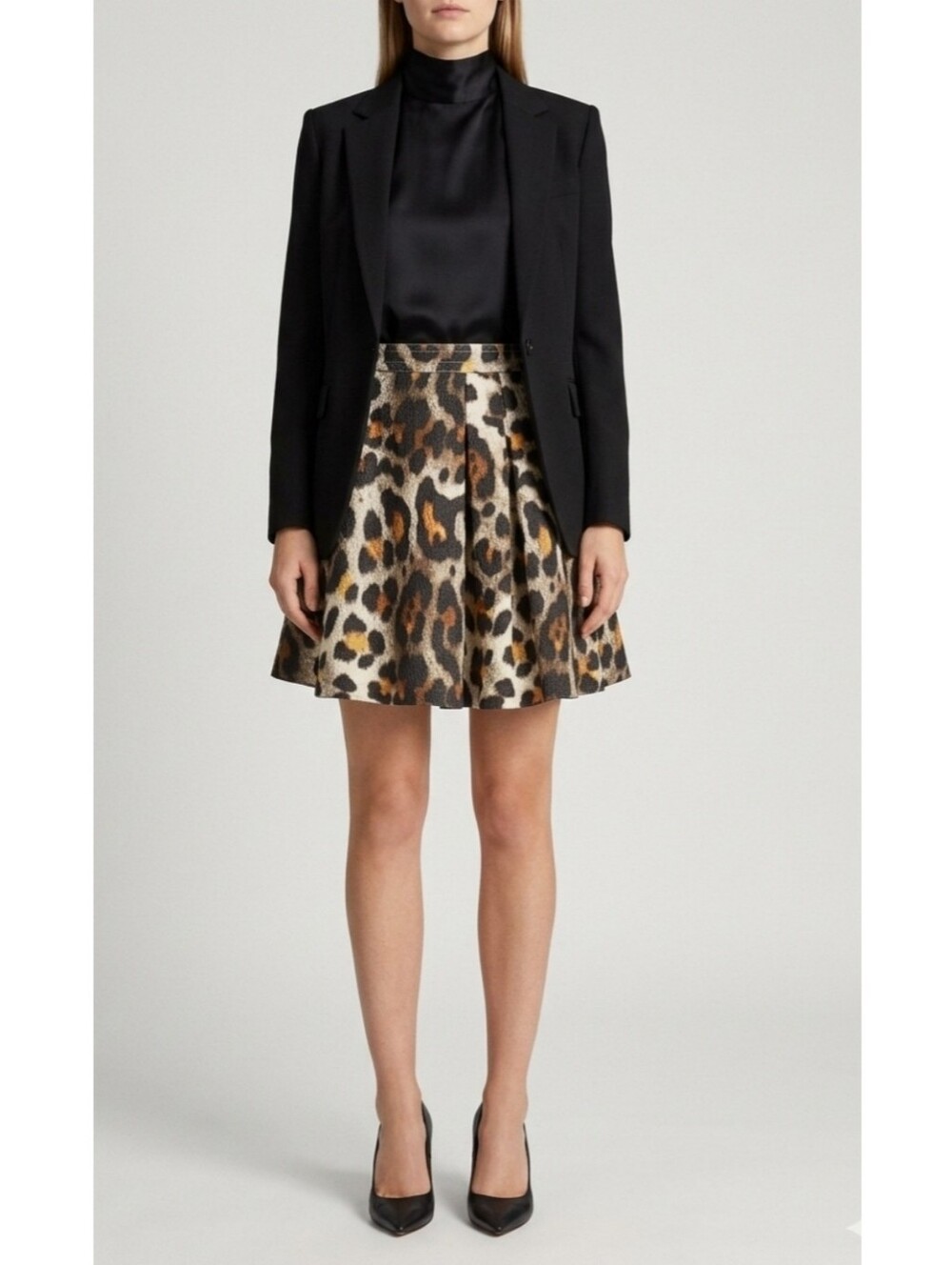 Leopard Print Mini Skirt - Tan/Brown Animal Print